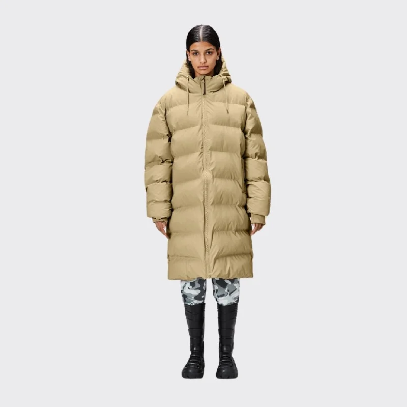 Rains Alta Long Puffer Jacket Sand