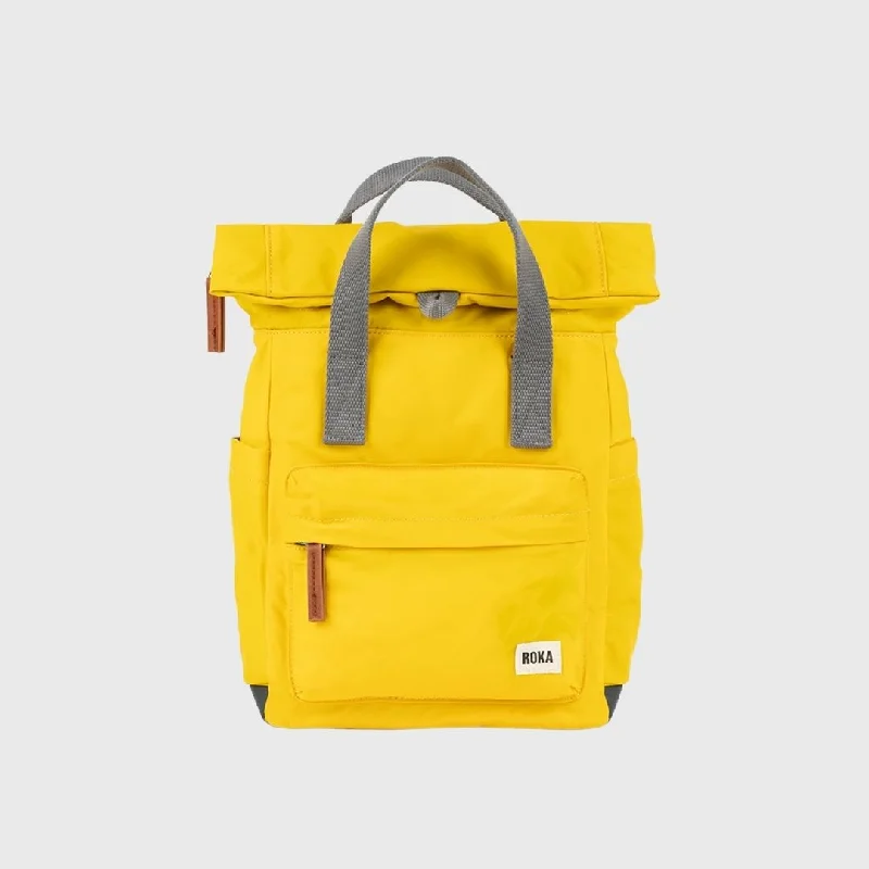 Roka London Canfield B Recycled Nylon Backpack Medium Mustard