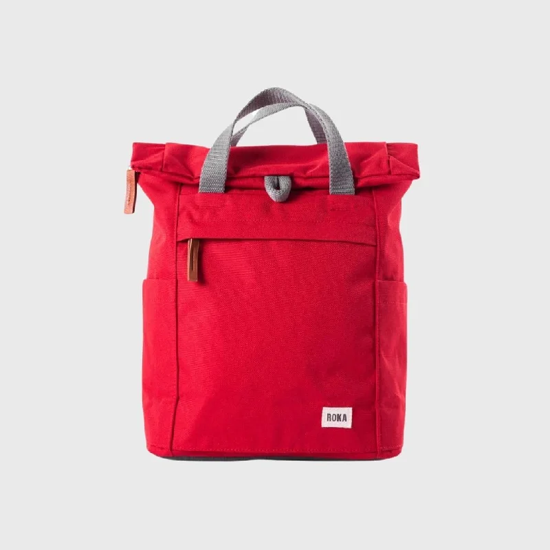 Roka London Finchley A Recycled Canvas Backpack Small Mars Red