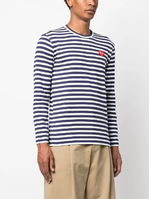 Stripe-Pattern Cotton T-Shirt