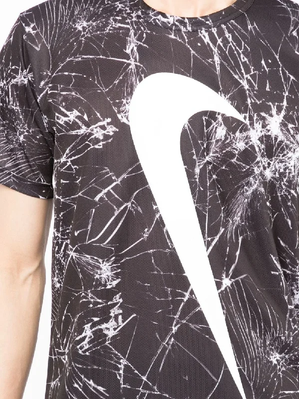 Swoosh-Print Cracked T-Shirt