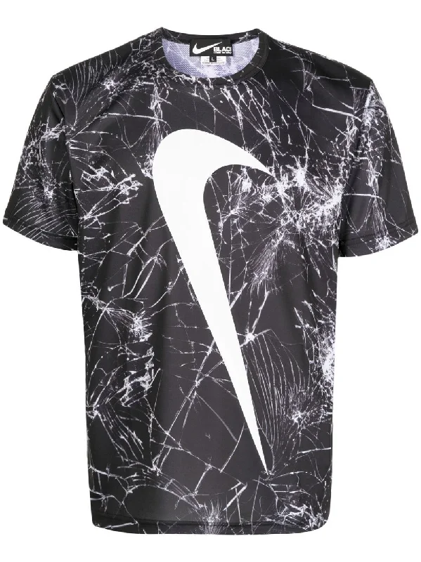 Swoosh-Print Cracked T-Shirt