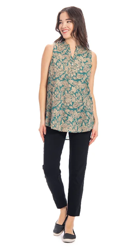 Mata Top-aqua-org.cotton blockprint