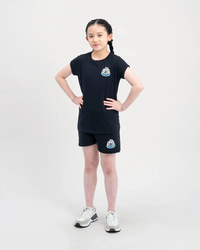 Newcastle United Girl's Black Terrace Crest T-Shirt