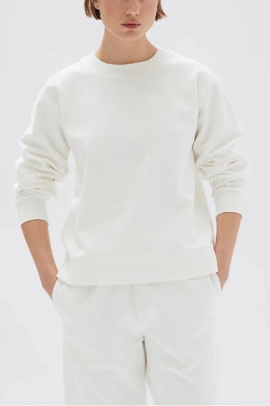 Poppy Textured Crew White