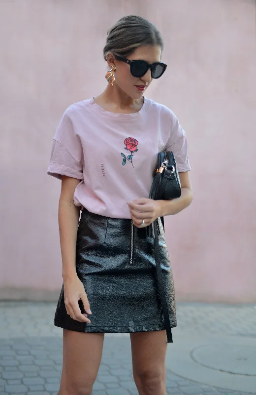 ROSE PRINT DISTRESSED T-SHIRT