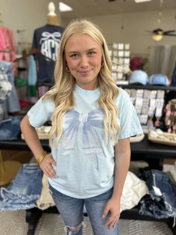 Soft Blue Bow Tee