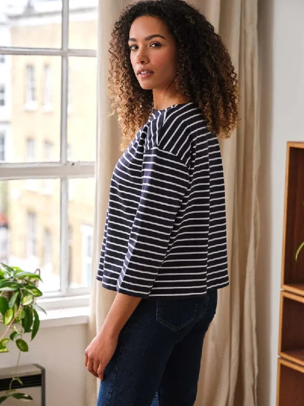 Thought Fairtrade Organic Cotton Breton Top - Navy