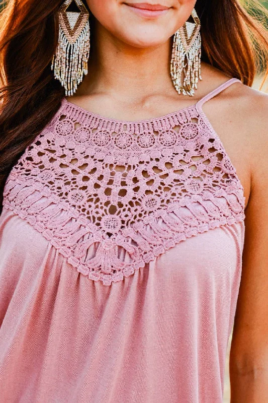 Undeniable Beauty Crochet Tank, Pink